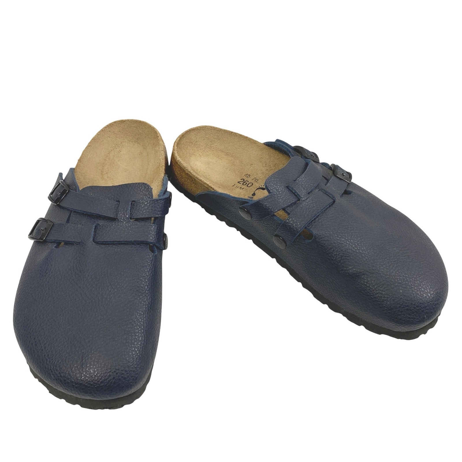 Birkenstock Birki's Clogs W 9 / M 7 Maria Navy Blue Pebble Double Buckle Leather